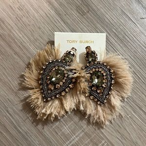 Tory Burch embellished feather earrings